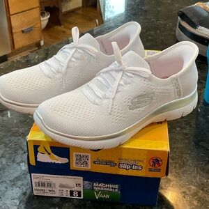 Skechers Women's Summit Night-Chic White Slip-On Sneakers